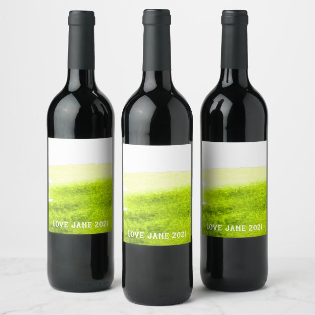 Étiquette Pour Bouteilles De Vin Aquarelle verte bande abstraite (Bouteilles)