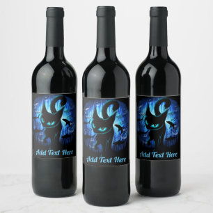 Étiquette Pour Bouteilles De Vin Aquaticat - Chat surréaliste en Imaginaire profond