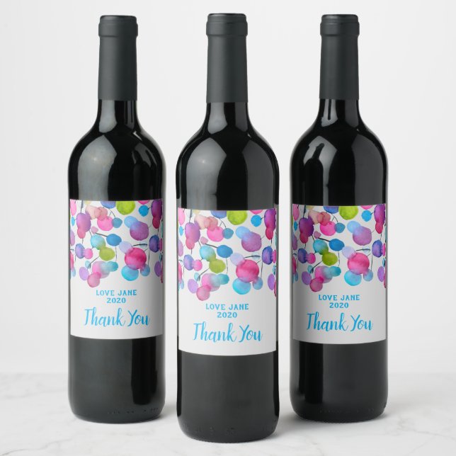 Étiquette Pour Bouteilles De Vin Arbre d'art abstrait rose mignon (Bouteilles)