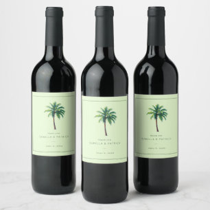 Étiquette Pour Bouteilles De Vin Arbre de palme à la menthe tranquille