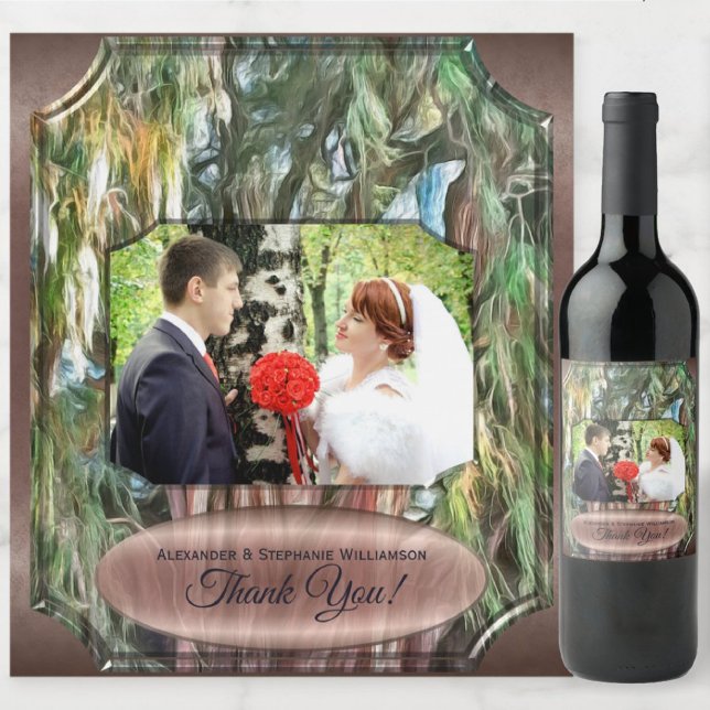 Étiquette Pour Bouteilles De Vin Arbre de Tule Merci OAX1 (Créateur téléchargé)