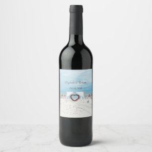 Étiquette Pour Bouteilles De Vin Arbre Floral pour Mariage sur la Plage