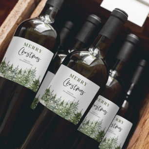 Étiquette Pour Bouteilles De Vin Arbre vert de Noël   Joyeux Noël