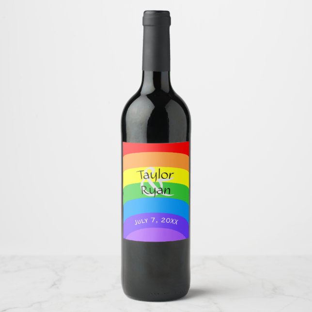Étiquette Pour Bouteilles De Vin Arc-en-ciel lumineux personnalisable (Devant)