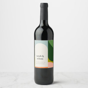 Étiquette Pour Bouteilles De Vin Arche rétro Super colorée Gras Mariage Abstrait