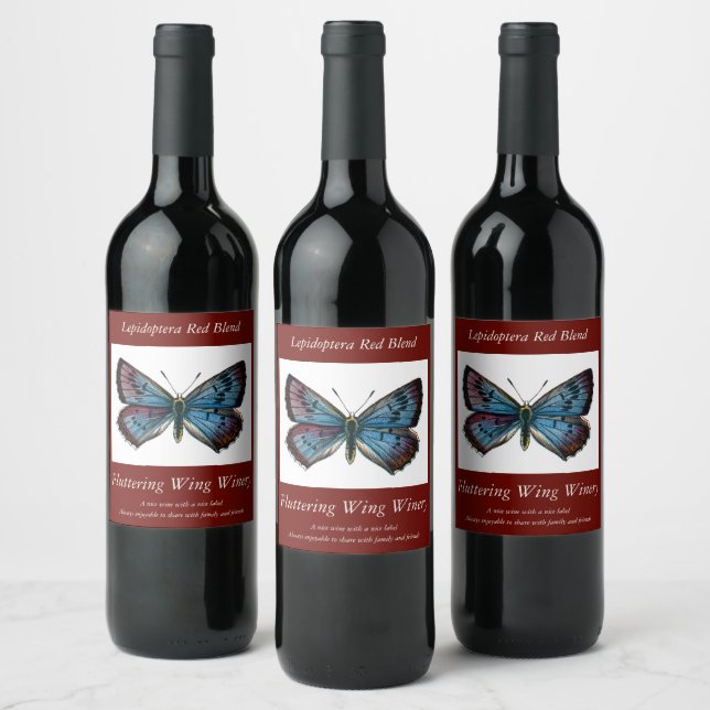 Étiquette Pour Bouteilles De Vin Arion glaucopsyche - Le Grand Papillon Bleu (Bouteilles)