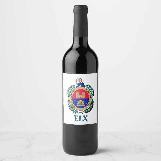 Étiquette Pour Bouteilles De Vin Armoiries d'Elche, ESPAGNE (Devant)