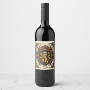 Étiquette Pour Bouteilles De Vin Armoiries Royales Luxe Lion Rampant