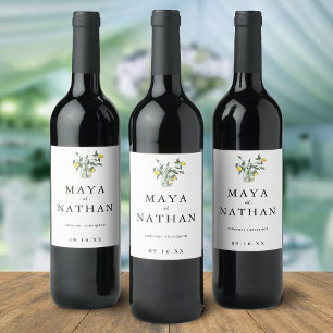 Étiquette Pour Bouteilles De Vin Arrangement de citron d'été Mariage personnalisé