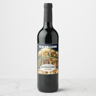 Étiquette Pour Bouteilles De Vin Arrière - plan du quartier français de la Nouvelle