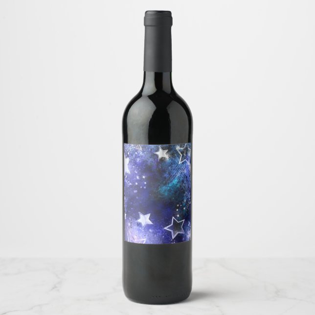 Étiquette Pour Bouteilles De Vin Arrière - plan spatial avec étoiles (Devant)