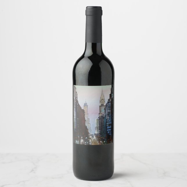 Étiquette Pour Bouteilles De Vin Art de New York (Devant)