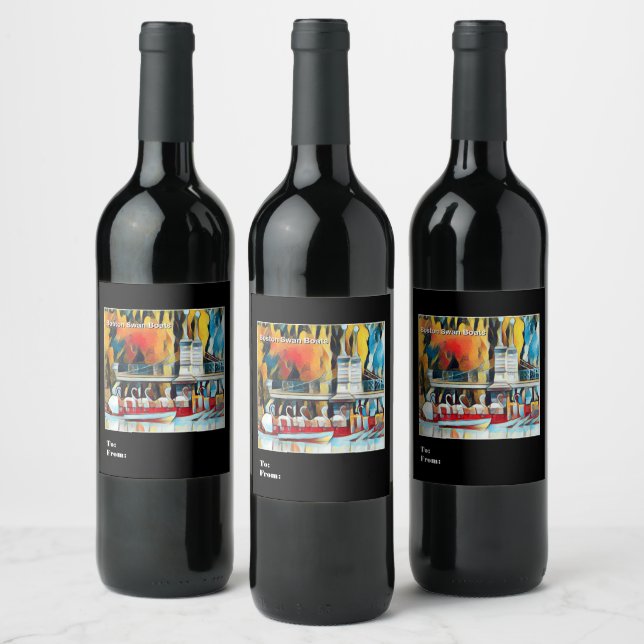 Étiquette Pour Bouteilles De Vin Art déco Bateaux à cygne Boston (Bouteilles)