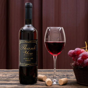 Étiquette Pour Bouteilles De Vin Art Déco Vintage Elegant Gold Frame Noir