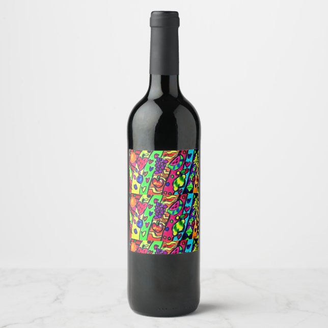Étiquette Pour Bouteilles De Vin Art des fruits pop (Devant)