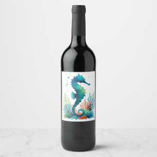 Étiquette Pour Bouteilles De Vin art marin/de plage/côtier hippique