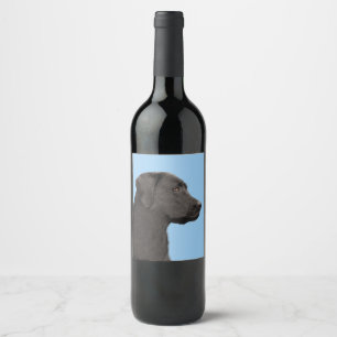Étiquette Pour Bouteilles De Vin Art original de chien de peintre noir de Labrador