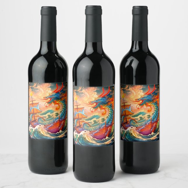 Étiquette Pour Bouteilles De Vin Artsy Dragon (Bouteilles)