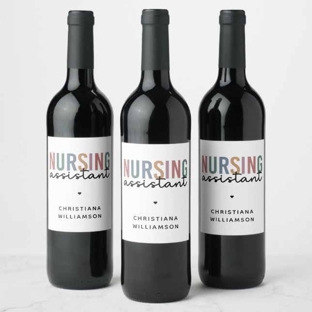 Étiquette Pour Bouteilles De Vin Assistant infirmier personnalisé (Bouteilles)
