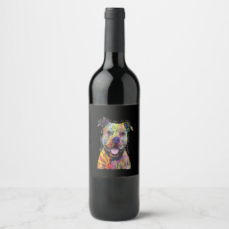 Étiquette Pour Bouteilles De Vin attention aux chiens Pitbull, ils vous voleront le