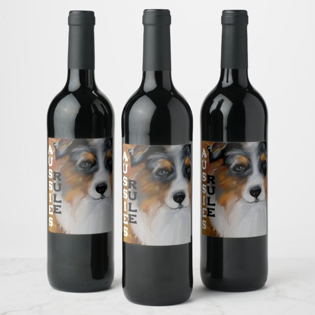 ÉTIQUETTE POUR BOUTEILLES DE VIN AUSTRALIAN SHEPHERD (Bouteilles)