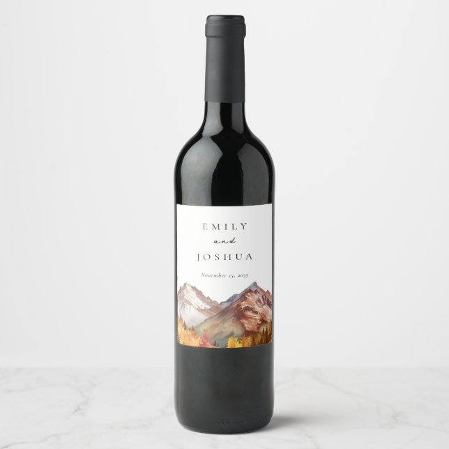 Étiquette Pour Bouteilles De Vin Automne Automne Mariage élégant (Devant)