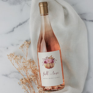 Étiquette Pour Bouteilles De Vin Automne Citrouille & Fleur sauvage "Fall in Love"