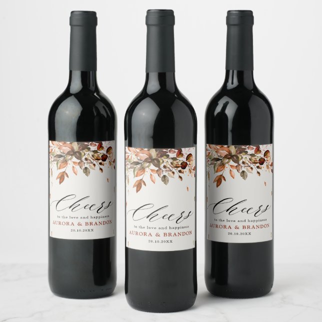 Étiquette Pour Bouteilles De Vin Automne Feuilles Russe Pays Boho Mariage (Bouteilles)