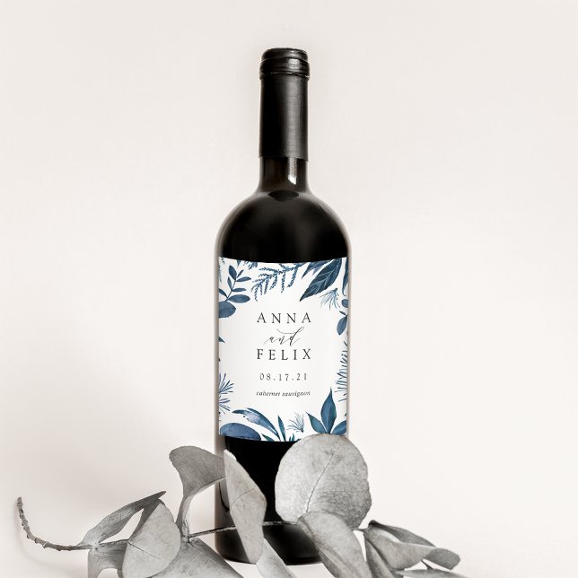 Étiquette Pour Bouteilles De Vin Azur Sauvage | Mariage Personnalisé (Créateur téléchargé)