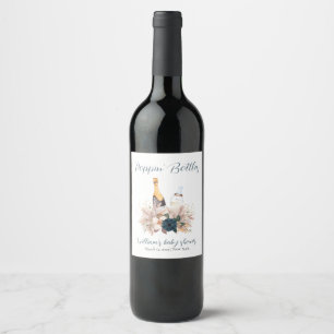 Étiquette Pour Bouteilles De Vin Baby shower Bouteilles Champagne Poppin Blue Boho