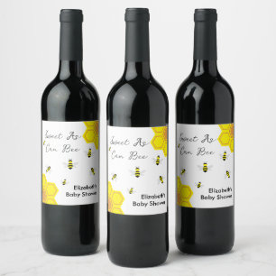 Étiquette Pour Bouteilles De Vin Baby shower d'abeilles