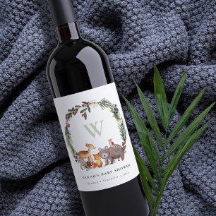 Étiquette Pour Bouteilles De Vin Baby shower de courge feuillu mou en bois