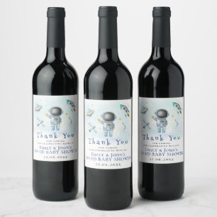 Étiquette Pour Bouteilles De Vin Baby shower de l'astronaute spatial roquettes de g