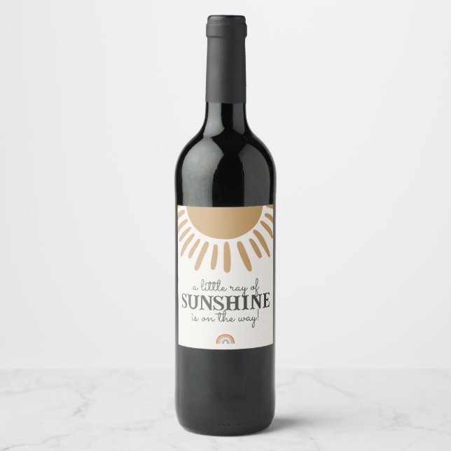 Étiquette Pour Bouteilles De Vin baby shower de soleil boho (Devant)