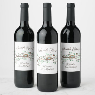 Étiquette Pour Bouteilles De Vin Baby shower d'oiseaux Printemps