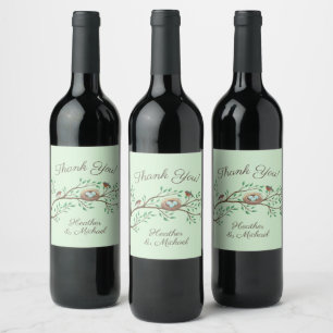 Étiquette Pour Bouteilles De Vin Baby shower d'oiseaux Printemps