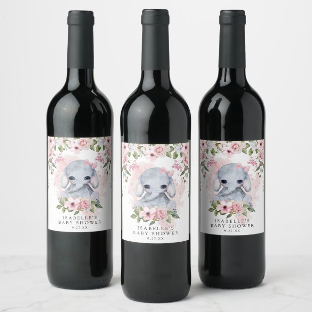 Étiquette Pour Bouteilles De Vin Baby shower éléphant (Bouteilles)