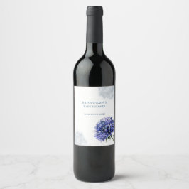 Étiquette Pour Bouteilles De Vin Baby shower floral bleu marine