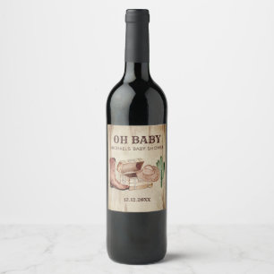 Étiquette Pour Bouteilles De Vin Baby Shower Thème Western Petit Cowboy