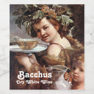 ÉTIQUETTE POUR BOUTEILLES DE VIN BACCHUS AUX RAISINS ET BLANC