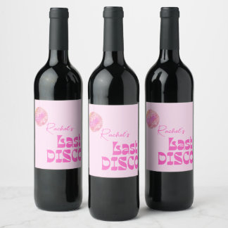 Étiquette Pour Bouteilles De Vin Bachelorette Disco Ball rose