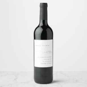 Étiquette Pour Bouteilles De Vin Bagues Mariages simples   Fête des mariées rose pâ