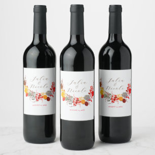 Étiquette Pour Bouteilles De Vin Baiser Français Raisin Fleurs Mariage Baies Sucrée