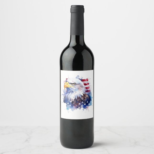 Étiquette Pour Bouteilles De Vin Bald est beau Drapeau des USA (Devant)