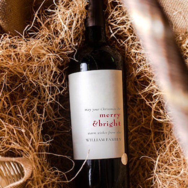 Étiquette Pour Bouteilles De Vin Balise cadeau de vacances joyeuse et brillante (Créateur téléchargé)
