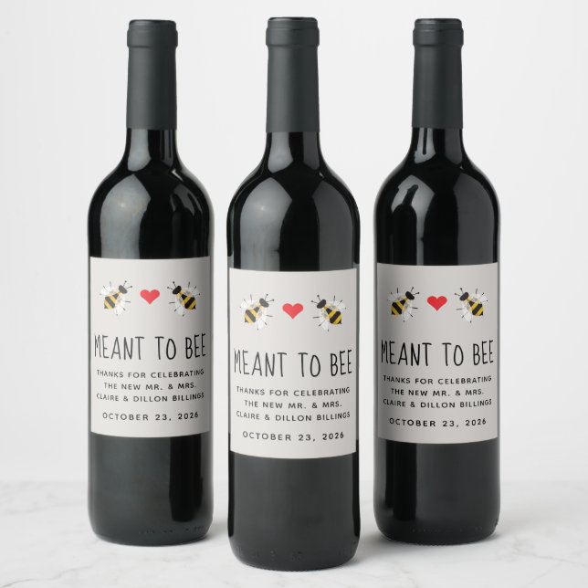 Étiquette Pour Bouteilles De Vin Balise de mariage Greige signifiant pour l'abeille (Bouteilles)