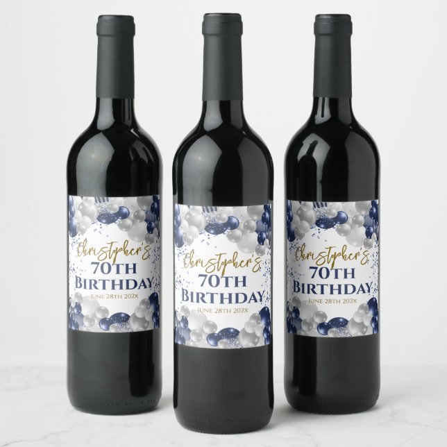 Étiquette Pour Bouteilles De Vin Ballons de la marine du 70e anniversaire (Bouteilles)
