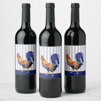 Étiquette Pour Bouteilles De Vin Bandes de coq Étiquette de bouteille