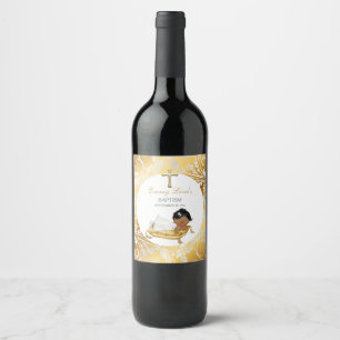 Étiquette Pour Bouteilles De Vin Baptême Ethnique Fille Gold Silver