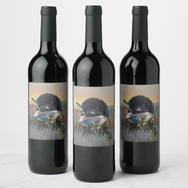 Étiquette Pour Bouteilles De Vin Barbet, Chien d'eau français (Bouteilles)